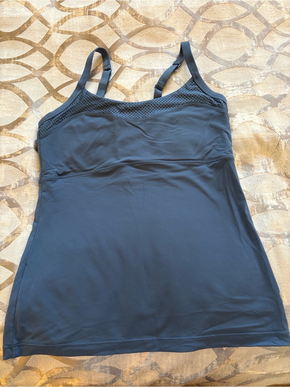 Lorna Jane Slate Blue Mesh-Trim Performance Tank Size S